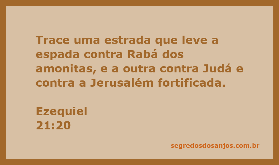 Representação da passagem bíblica Ezequiel 21:20, destacando a estrada que leva à espada contra Rabá dos amonitas e Judá.