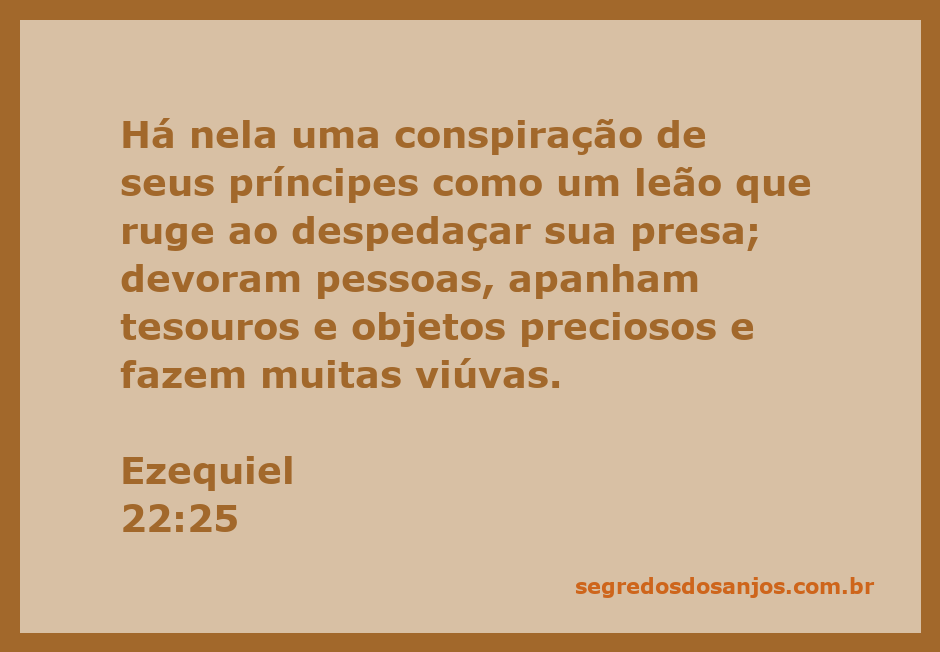 Imagem representando a mensagem de Ezequiel 22:25, ilustrando a conspiração e a devoração de pessoas pelos príncipes como um leão