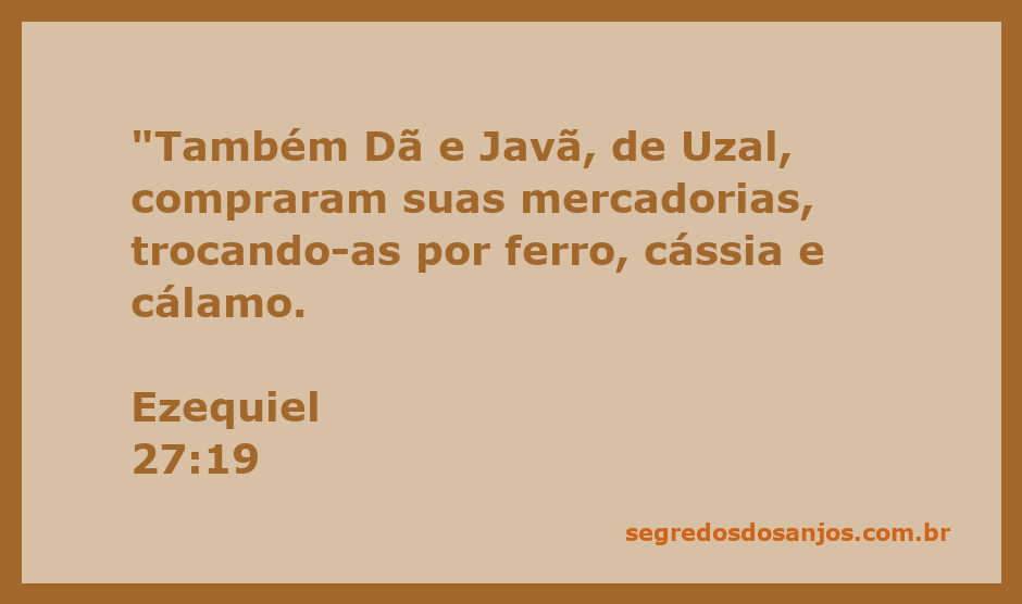 Ilustração representando a troca de mercadorias entre Dã e Javã conforme descrito em Ezequiel 27:19.