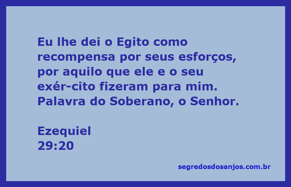 Representação do versículo Ezequiel 29:20, destacando a recompensa do Egito e o esforço do exército.
