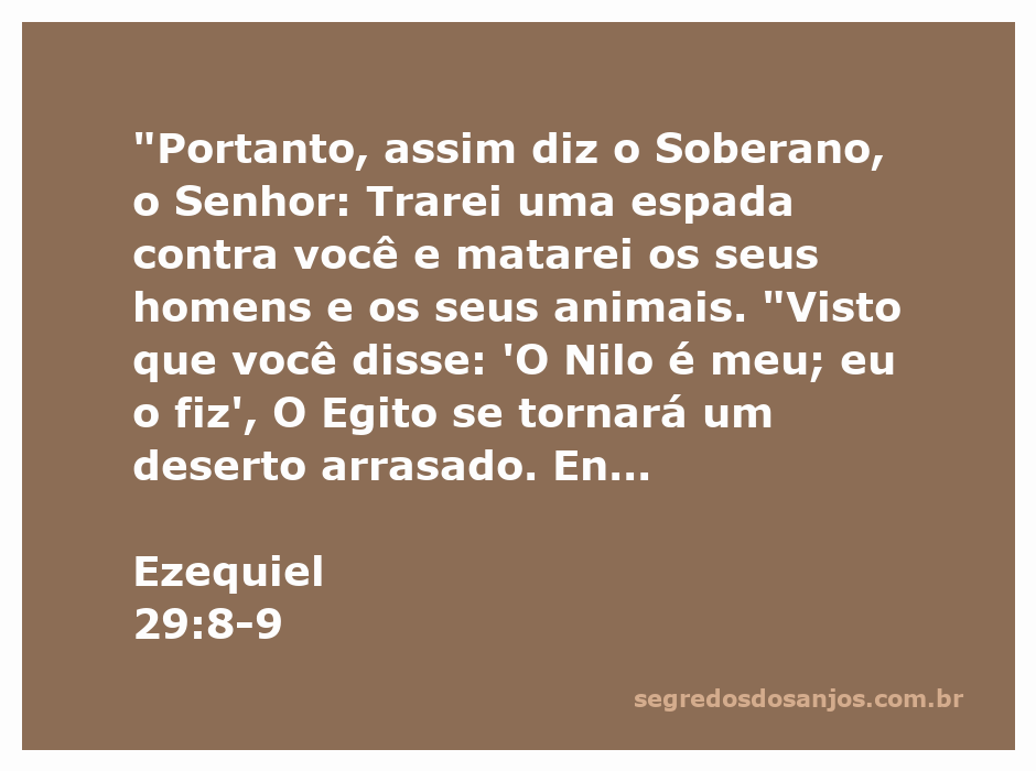 Ilustração da passagem bíblica Ezequiel 29:8-9, mostrando a destruição do Egito e a soberania de Deus.