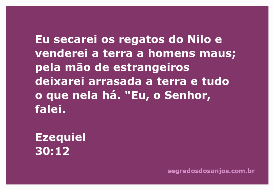 Ilustração representando a passagem de Ezequiel 30:12, destacando a secagem dos regatos do Nilo e a devastação da terra.