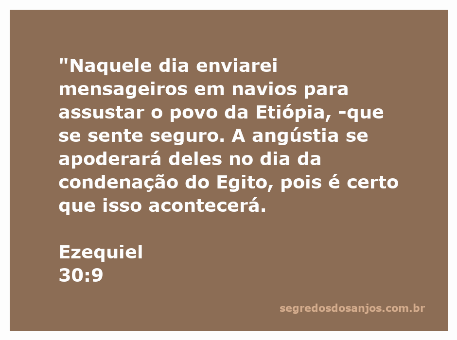 Ilustração de mensageiros em navios simbolizando o aviso de angústia para a Etiópia, em conexão com Ezequiel 30:9.