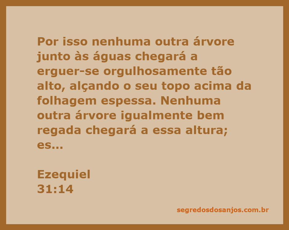 Imagem de uma árvore majestosa crescendo à beira de um rio, simbolizando a passagem de Ezequiel 31:14 sobre a grandeza e a queda das árvores.