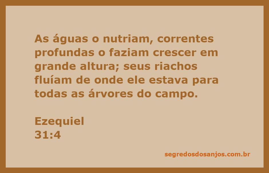 Árvore majestosa crescendo às margens de um rio, simbolizando a prosperidade e o crescimento espiritual descritos em Ezequiel 31:4.