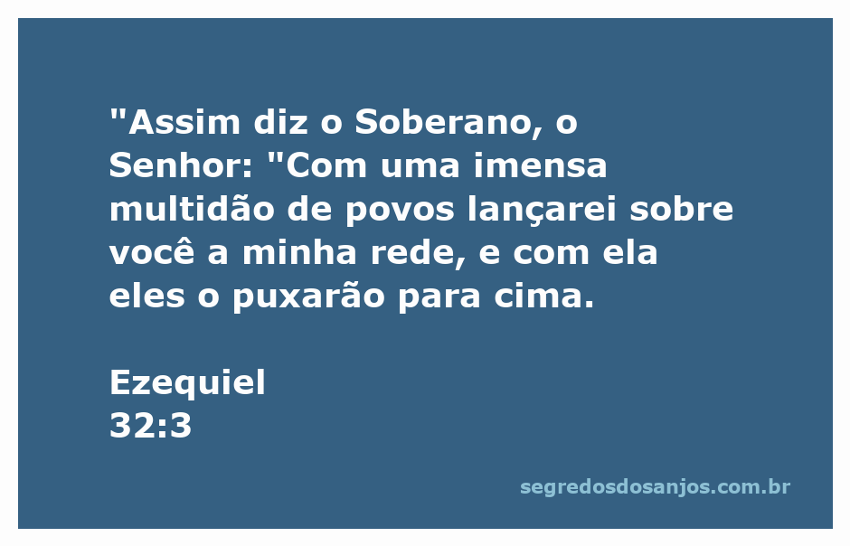 Ilustração de Ezequiel 32:3 mostrando uma rede sendo lançada sobre uma multidão de povos.