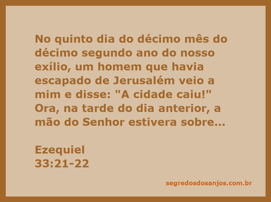 Ilustração representando Ezequiel recebendo a notícia da queda de Jerusalém.