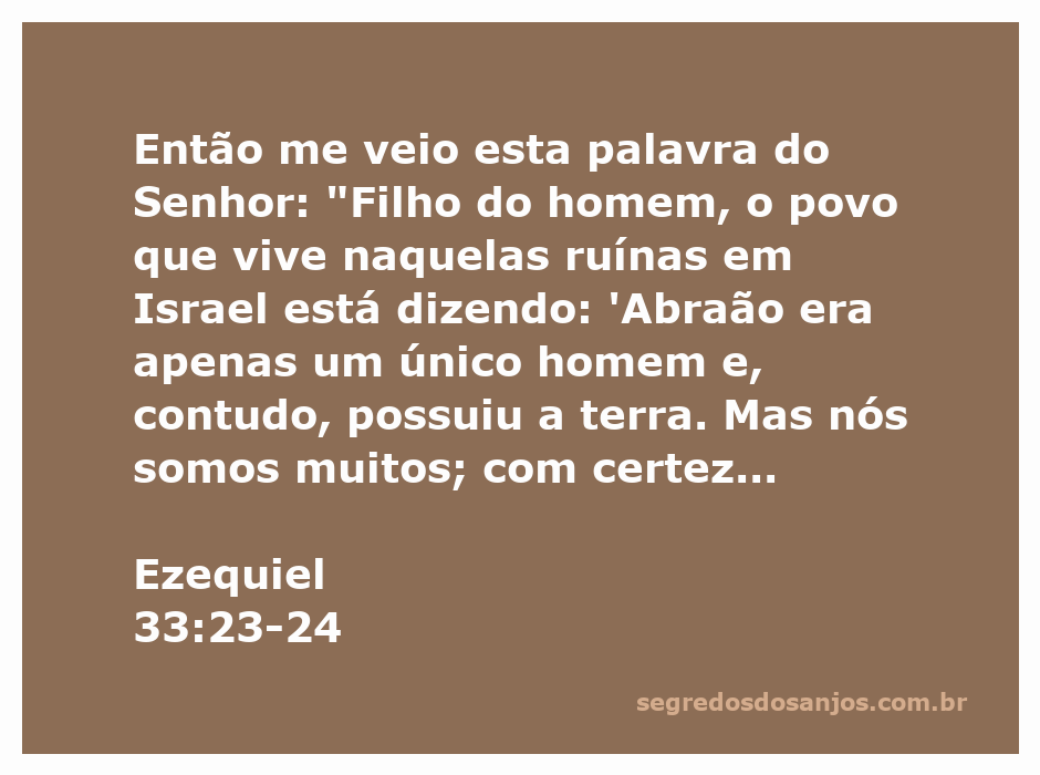 Ilustração de Ezequiel 33:23-24, mostrando o povo de Israel refletindo sobre a herança da terra prometida.