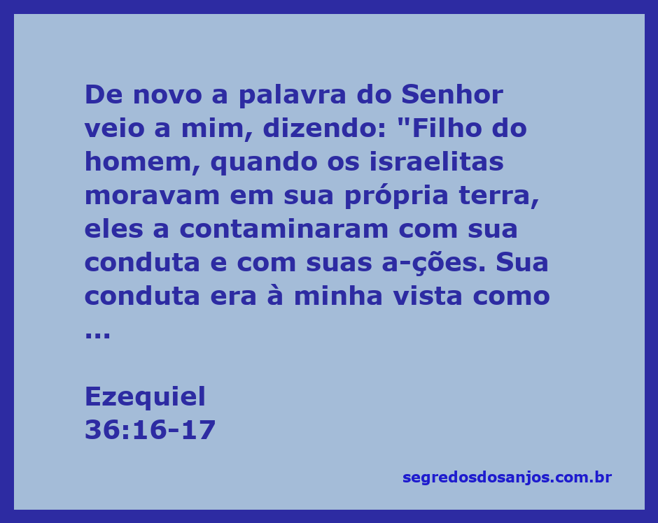 Imagem representando o versículo Ezequiel 36:16-17, que fala sobre a contaminação da terra pelos israelitas.