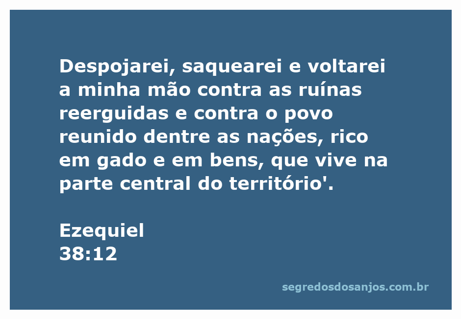 Ilustração da profecia de Ezequiel 38:12, mostrando a devastação e a riqueza das nações reunidas.