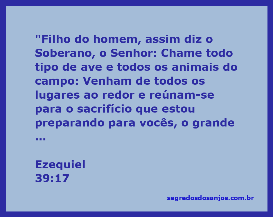 Imagem de um campo com aves e animais reunidos para o sacrifício, representando Ezequiel 39:17.