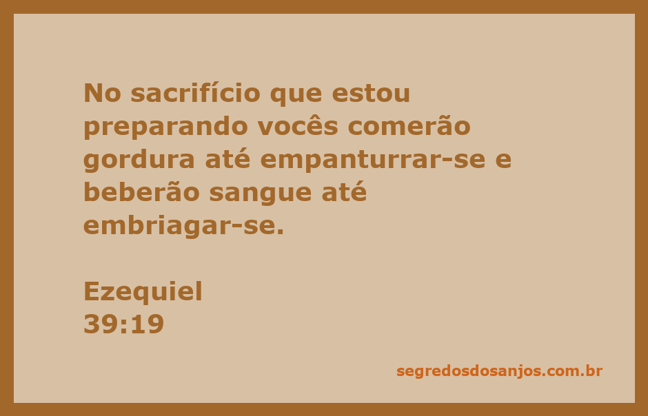 Ilustração do sacrifício descrito em Ezequiel 39:19, simbolizando fartura e celebração.