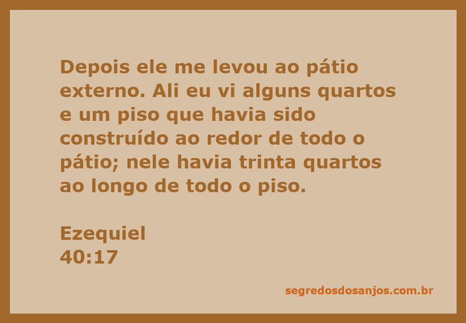 Visão do pátio externo descrito em Ezequiel 40:17, com quartos e piso ao redor.