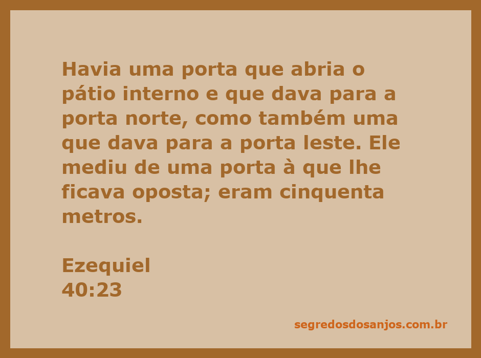 Representação da porta que conecta o pátio interno ao lado norte e leste, conforme descrito em Ezequiel 40:23.