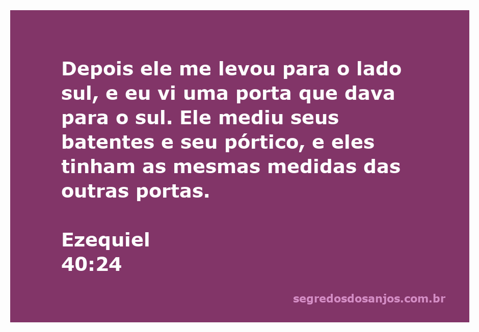 Imagem da porta sul descrita em Ezequiel 40:24, destacando seus batentes e pórtico.