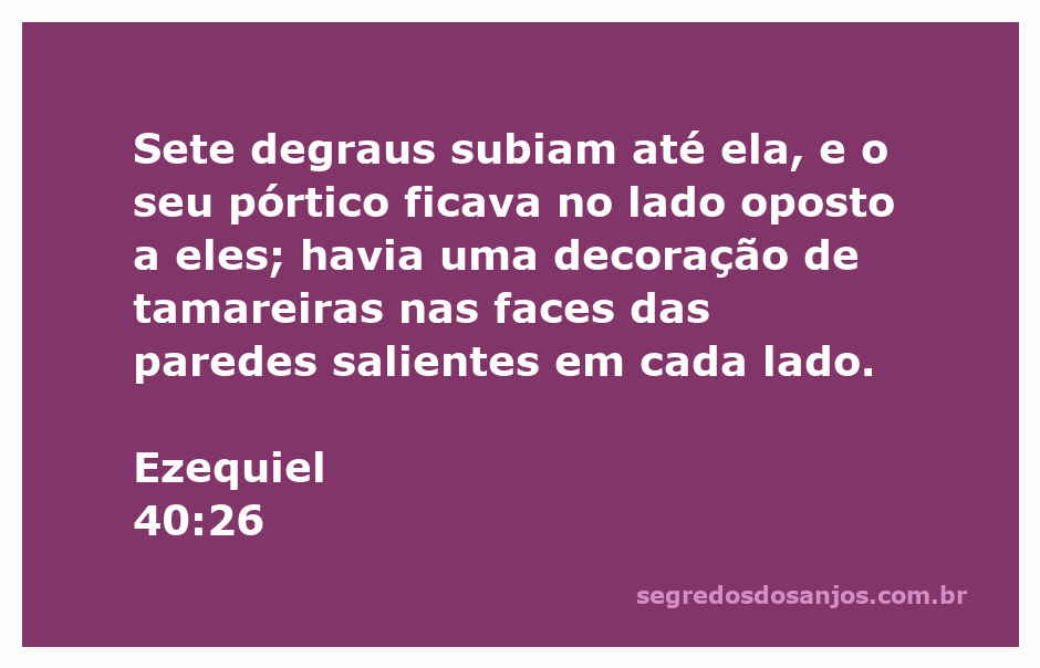 Ilustração do pórtico descrito em Ezequiel 40:26, com sete degraus e decorações de tamareiras nas paredes.
