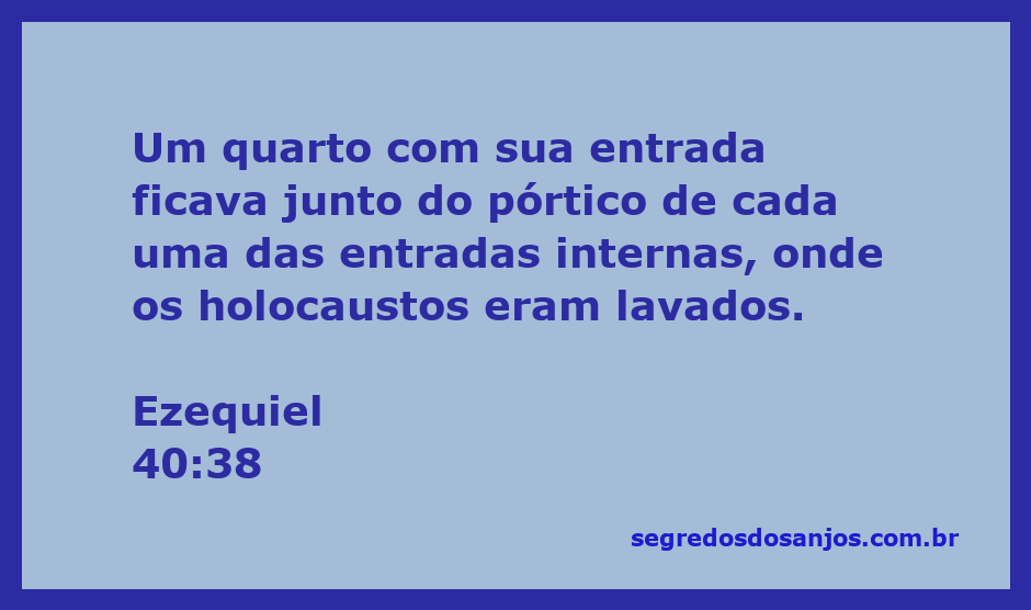 Imagem representativa da passagem de Ezequiel 40:38, mostrando um quarto ao lado do pórtico onde eram lavados os holocaustos.