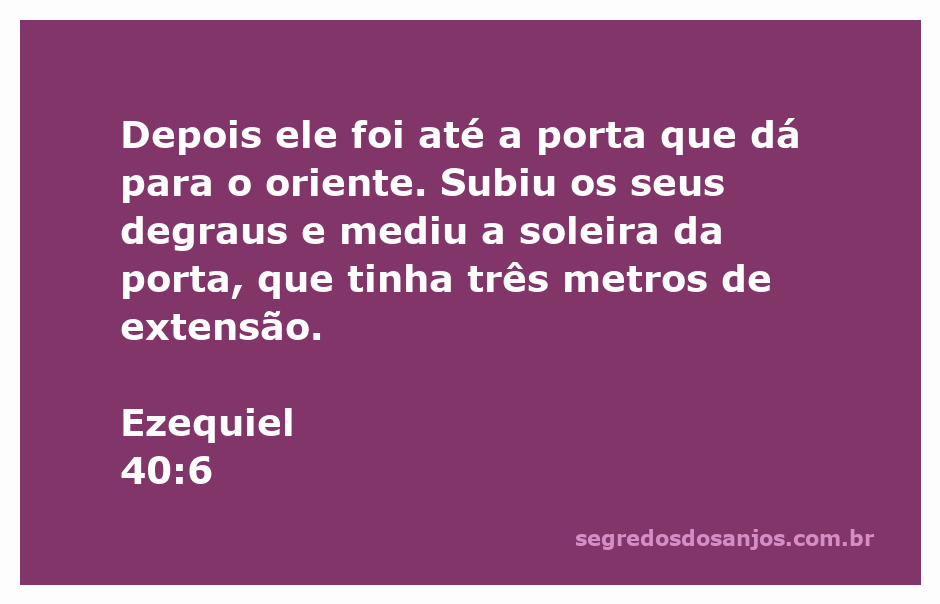 Representação da porta oriental descrita em Ezequiel 40:6, destacando sua soleira de três metros