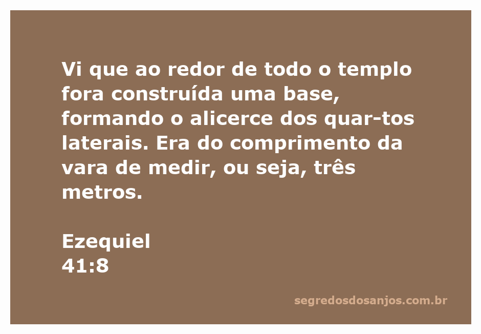Ilustração do templo mencionado em Ezequiel 41:8, destacando a base e os quartos laterais.