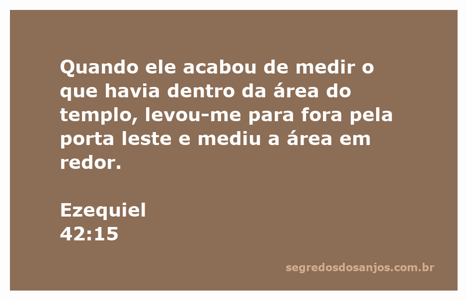 Imagem da medição da área do templo conforme Ezequiel 42:15, mostrando o profeta sendo guiado pela porta leste.
