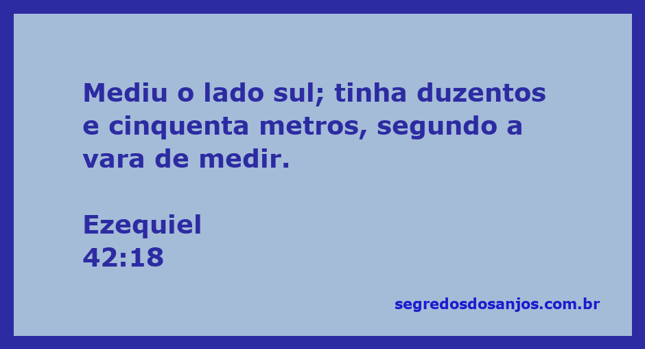 Imagem representativa da medição do lado sul conforme Ezequiel 42:18, mostrando a extensão de duzentos e cinquenta metros.
