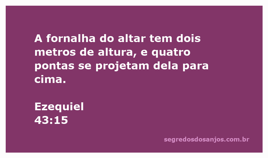 Ilustração da fornalha do altar com dois metros de altura e quatro pontas projetadas.