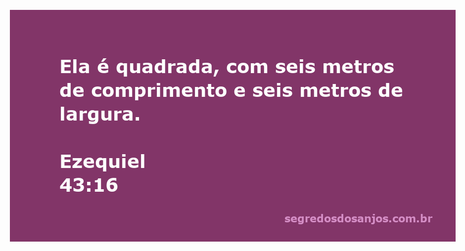 Representação da medida quadrada do altar descrito em Ezequiel 43:16, com dimensões de seis metros por seis metros.