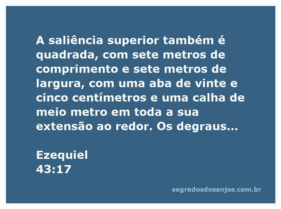 Ilustração do altar descrito em Ezequiel 43:17, mostrando suas dimensões e características específicas.