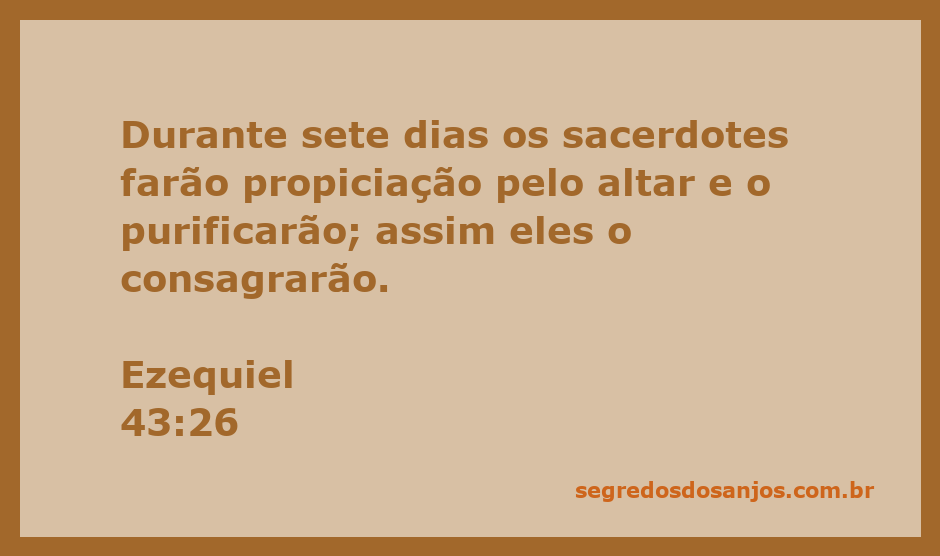 Sacerdotes realizando a purificação do altar de acordo com Ezequiel 43:26.