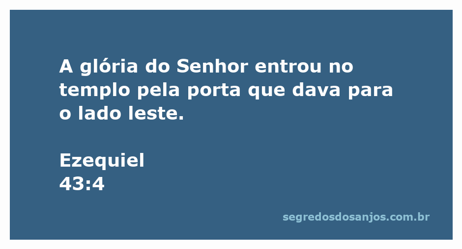 A entrada da glória do Senhor no templo pela porta leste, representando a presença divina.