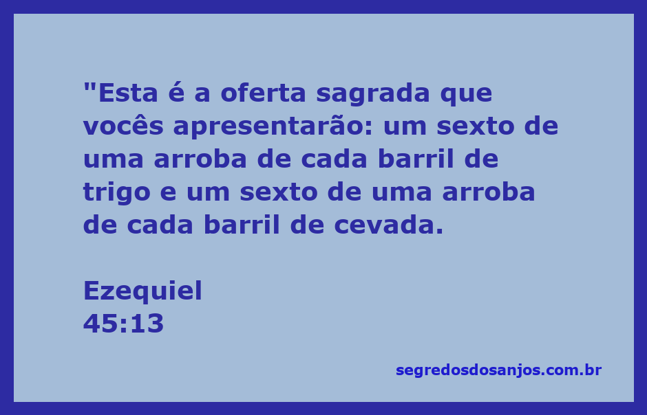 Oferta sagrada de trigo e cevada conforme Ezequiel 45:13
