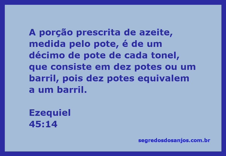 Representação gráfica da porção de azeite conforme Ezequiel 45:14, mostrando a medida de um décimo de pote por tonel.