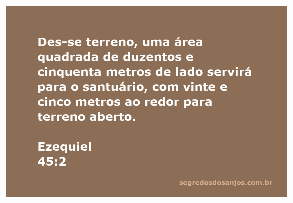 Representação do terreno designado para o santuário em Ezequiel 45:2, com medidas de duzentos e cinquenta metros de lado e área aberta ao redor.