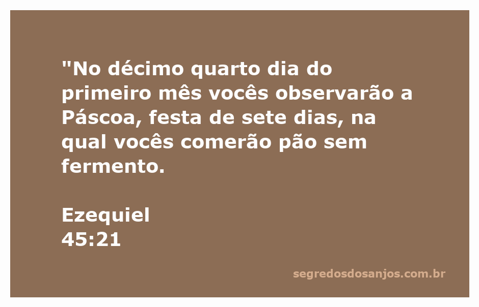 Cenas da celebração da Páscoa, representando o pão sem fermento e a observância da festa conforme Ezequiel 45:21.