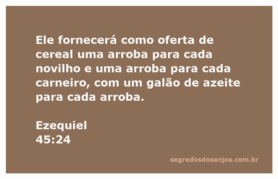 Uma representação de ofertas de cereal e azeite segundo Ezequiel 45:24