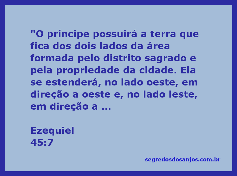 Ilustração do mapa da terra conforme descrito em Ezequiel 45:7, destacando a área do príncipe ao lado do distrito sagrado.