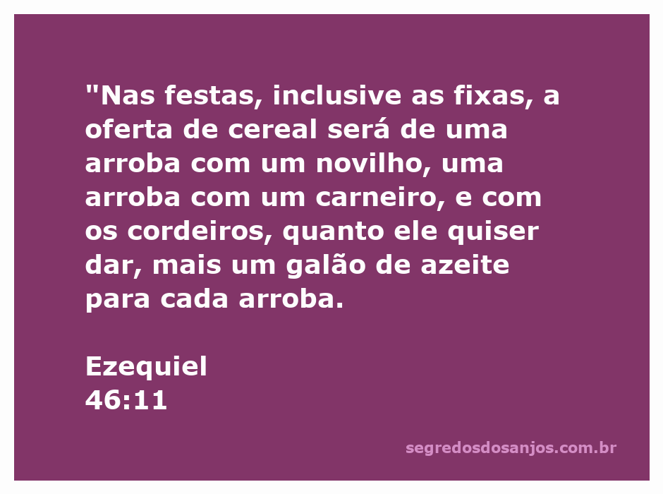 Ofertas de cereais e azeite descritas na passagem de Ezequiel 46:11.