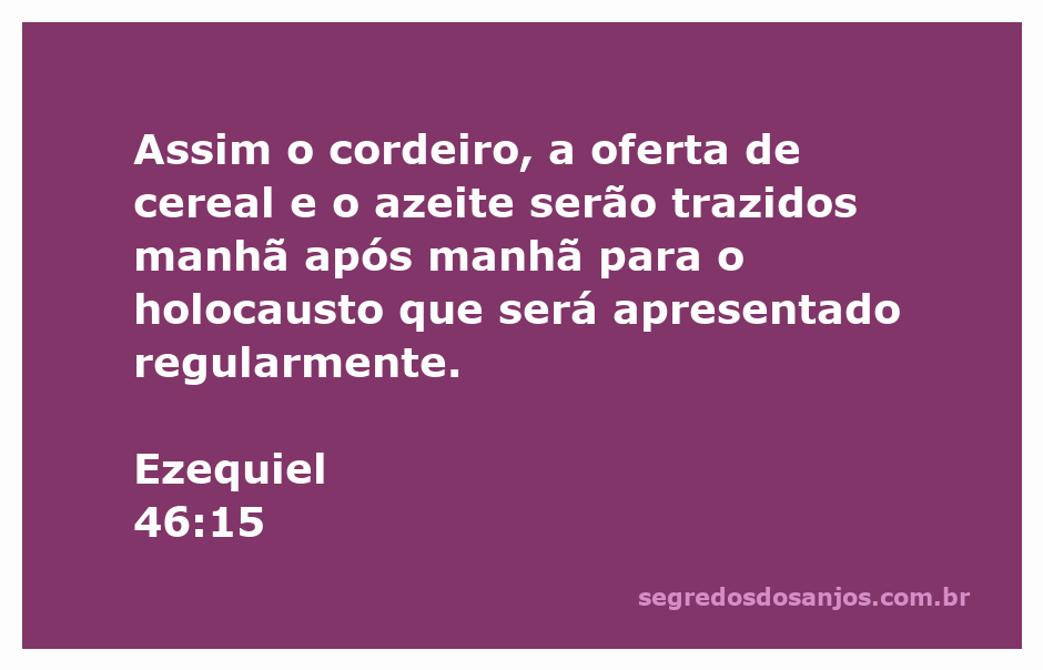 Imagem representativa do cordeiro, da oferta de cereal e do azeite, simbolizando o holocausto descrito em Ezequiel 46:15.