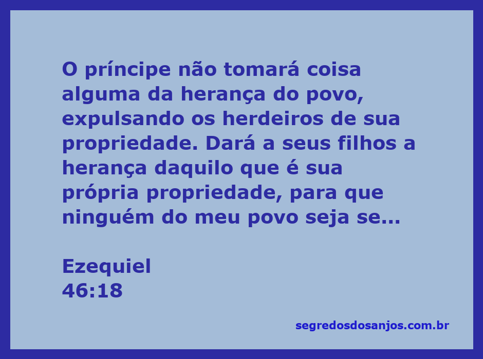 Imagem ilustrativa do versículo Ezequiel 46:18, mostrando a justiça na distribuição de heranças.