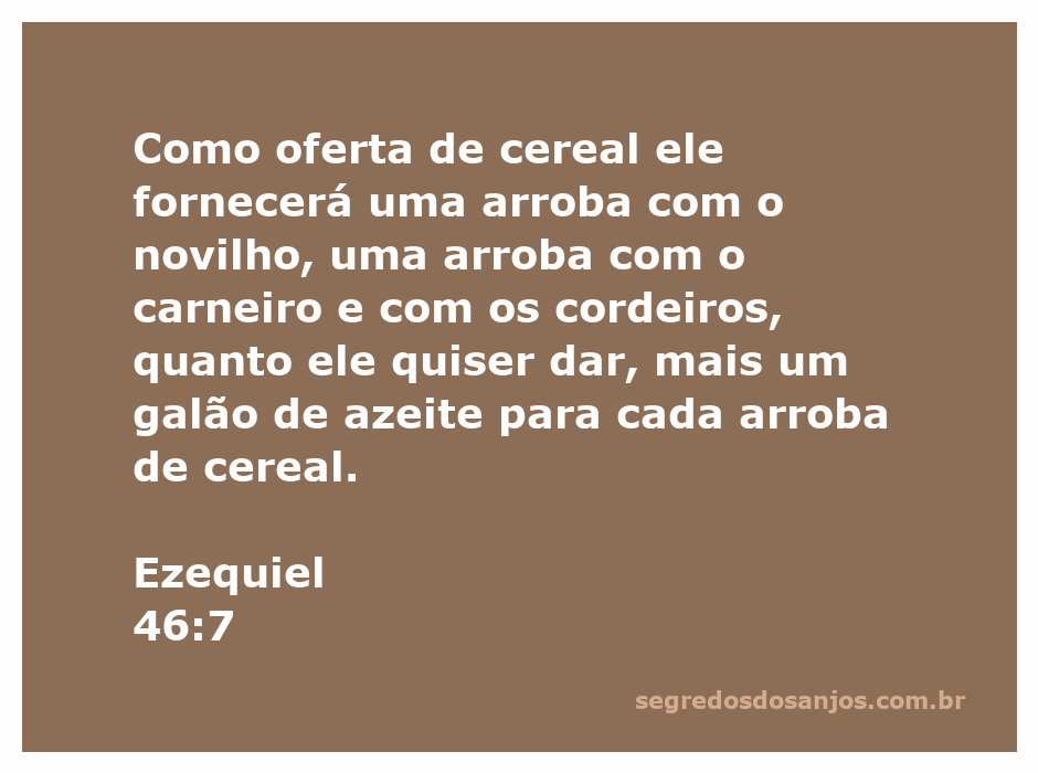 Representação da oferta de cereais e animais conforme Ezequiel 46:7