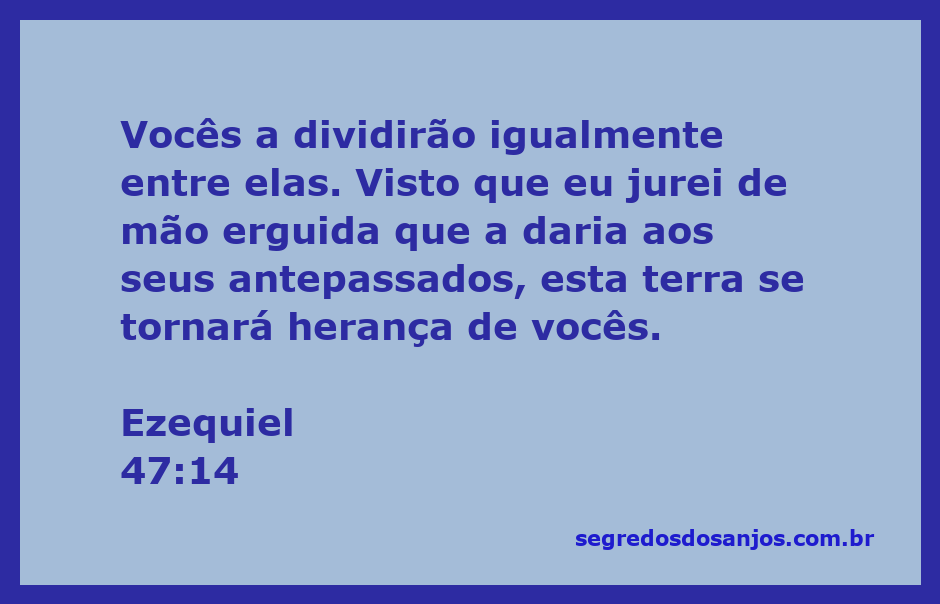 Ilustração da divisão da terra prometida conforme Ezequiel 47:14, simbolizando a herança para os descendentes.