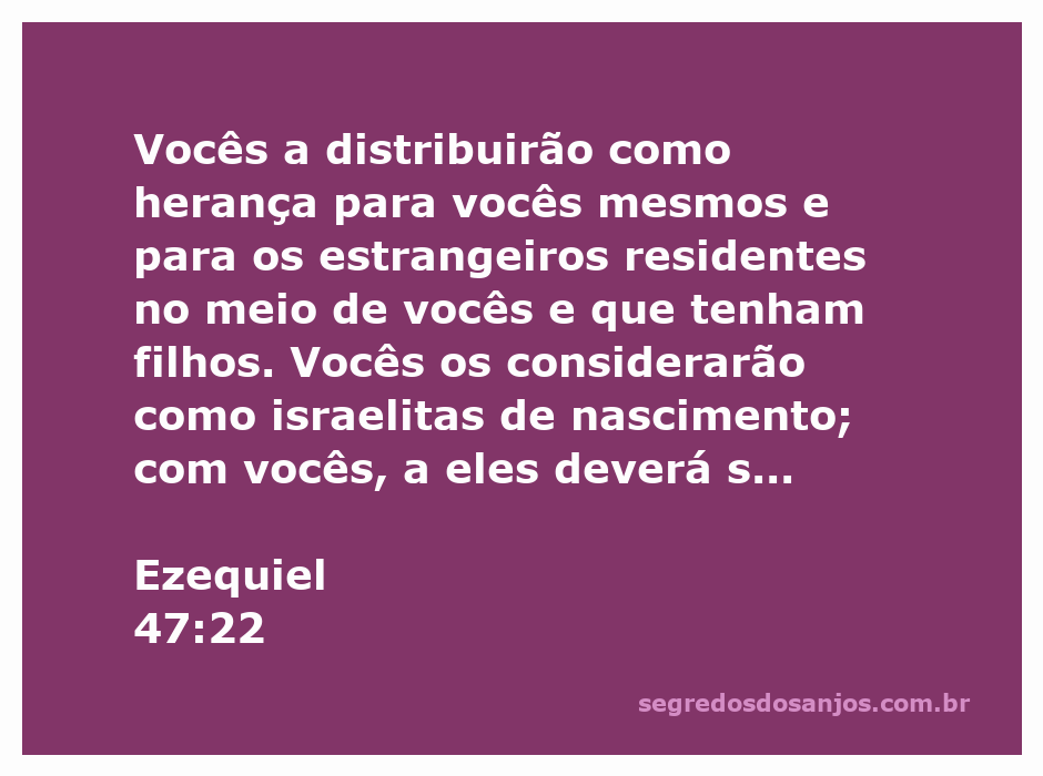 Imagem representativa da distribuição da herança entre os israelitas e estrangeiros conforme Ezequiel 47:22.