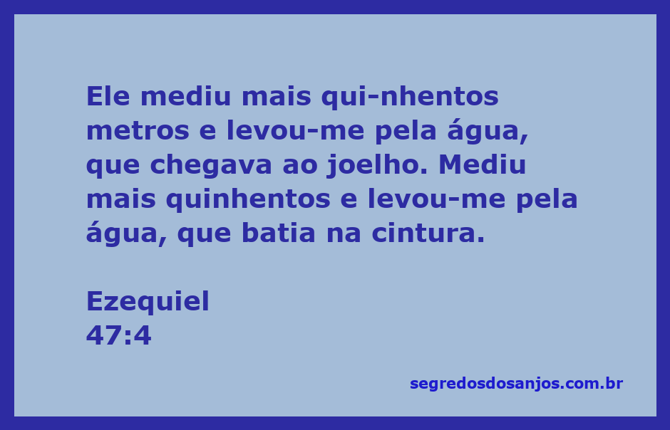 Imagem representando Ezequiel 47:4, mostrando uma pessoa em água até a cintura, simbolizando a profundidade da experiência espiritual.