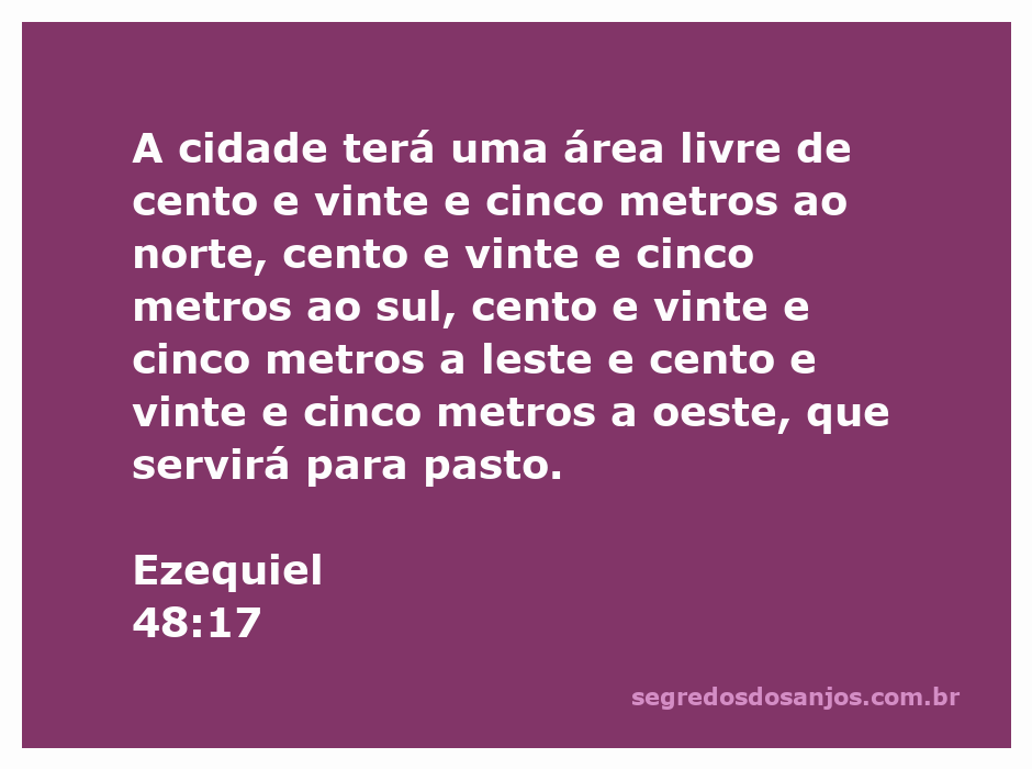 Representação da área livre em Ezequiel 48:17, mostrando as dimensões de 125 metros em cada direção.