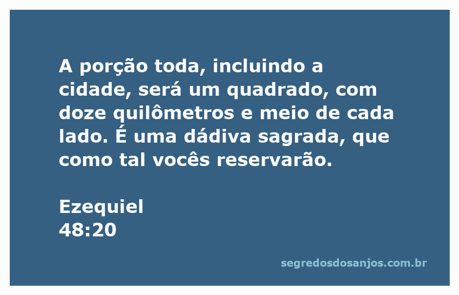 Representação gráfica da porção sagrada descrita em Ezequiel 48:20, mostrando um quadrado de doze quilômetros e meio de cada lado.