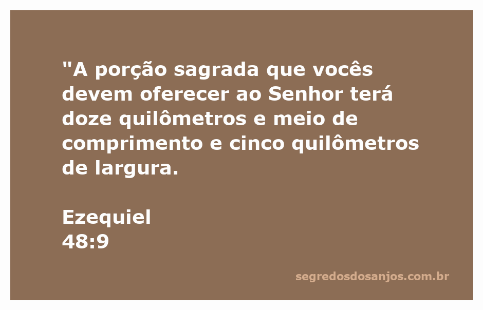Mapa da porção sagrada designada a Deus segundo Ezequiel 48:9, com dimensões de 12,5 km de comprimento e 5 km de largura.