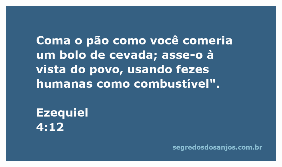 Representação do versículo Ezequiel 4:12, mostrando pão sendo preparado com fezes humanas como combustível.