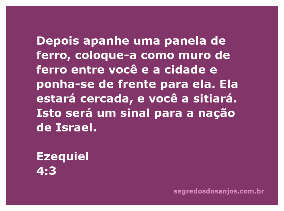 Imagem de uma panela de ferro representando a passagem de Ezequiel 4:3, simbolizando o cerco à cidade e o sinal para a nação de Israel.
