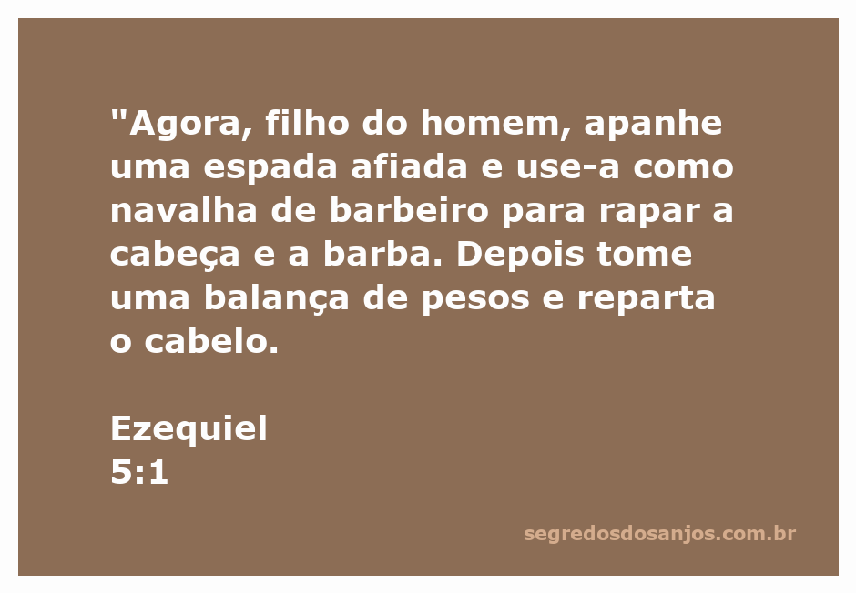 Ilustração de Ezequiel usando uma espada afiada para rapar a cabeça e a barba, simbolizando uma mensagem de julgamento.