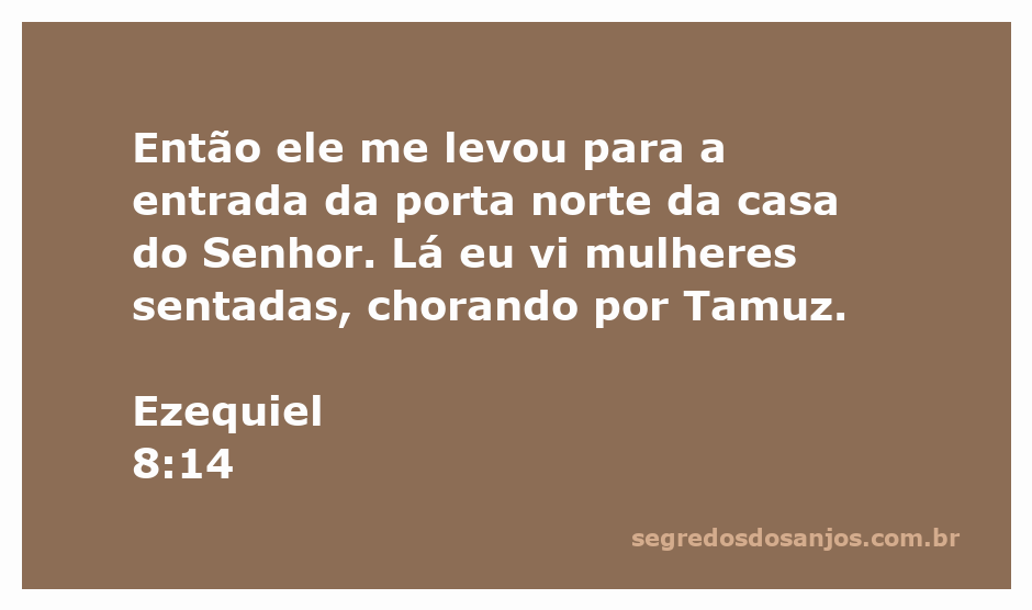 Mulheres lamentando na entrada da porta norte da casa do Senhor, conforme descrito em Ezequiel 8:14.